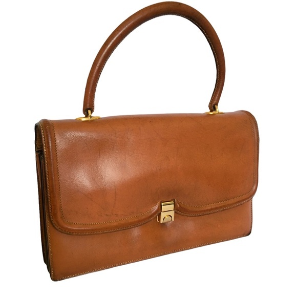 Hermes Bags Herms Paris 958 Sac Chane Dancre Brown Calfskin Leather